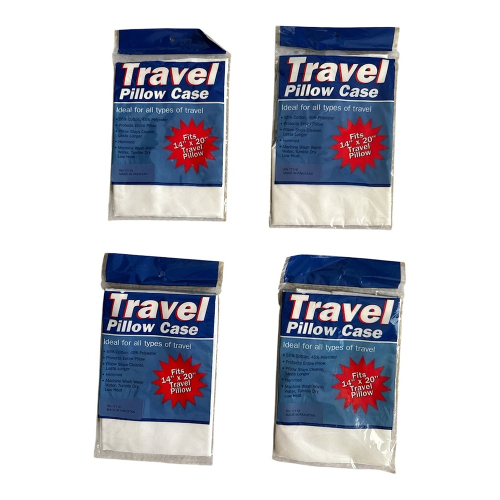 Travel Pillow Case 14x20 White Solid Toddler set of 4